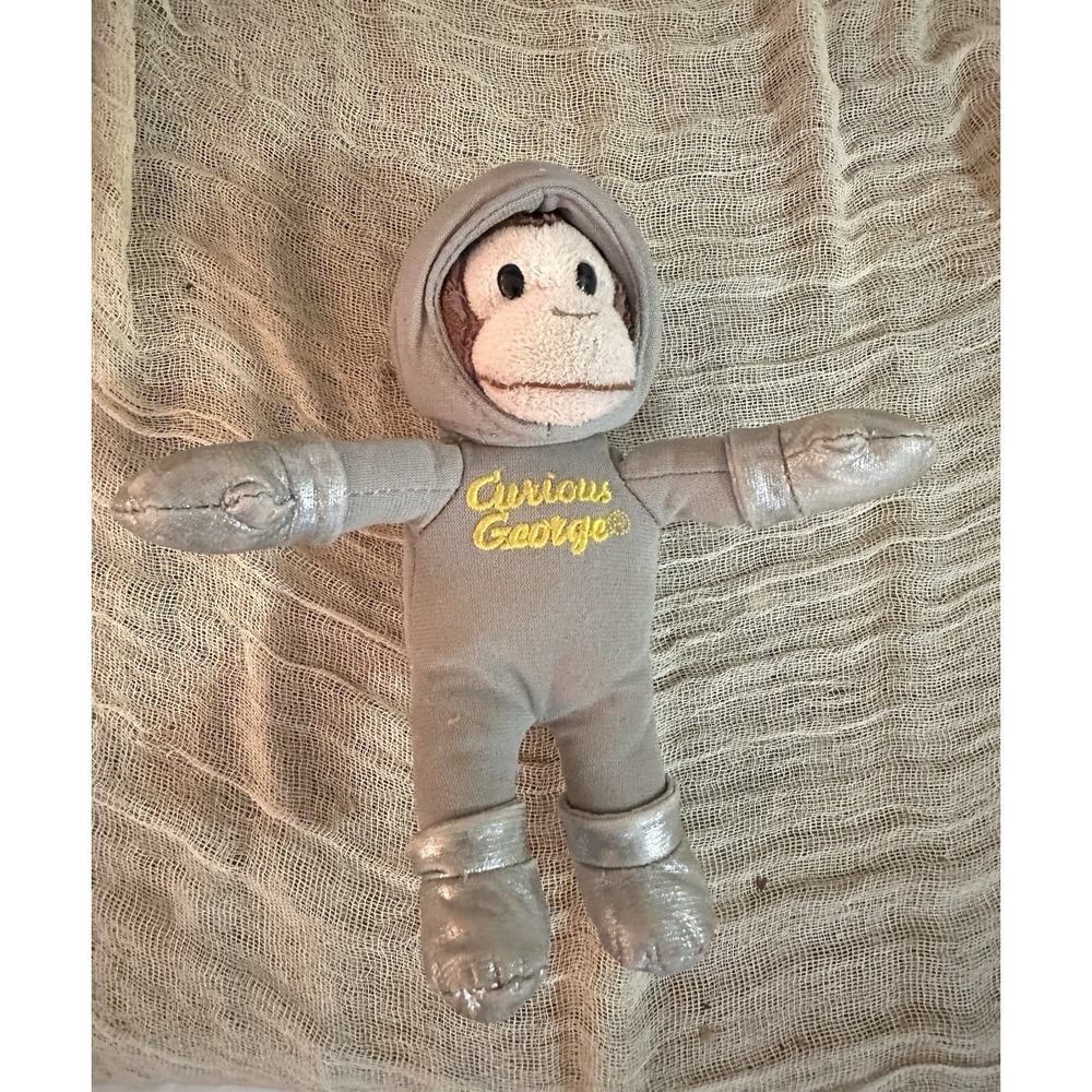 6" Gund Curious George Astronaut‎ Rocket silver Red Ship Spaceship Plush Toy